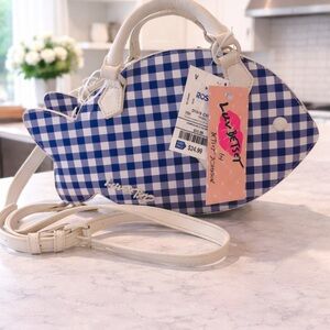 Blue Gingham Fish Crossbody Bag